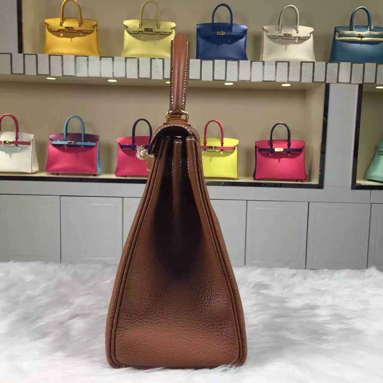 On Sale Hermes CK37 Gold Kelly28 Togo Calfskin Leather Tote Bag