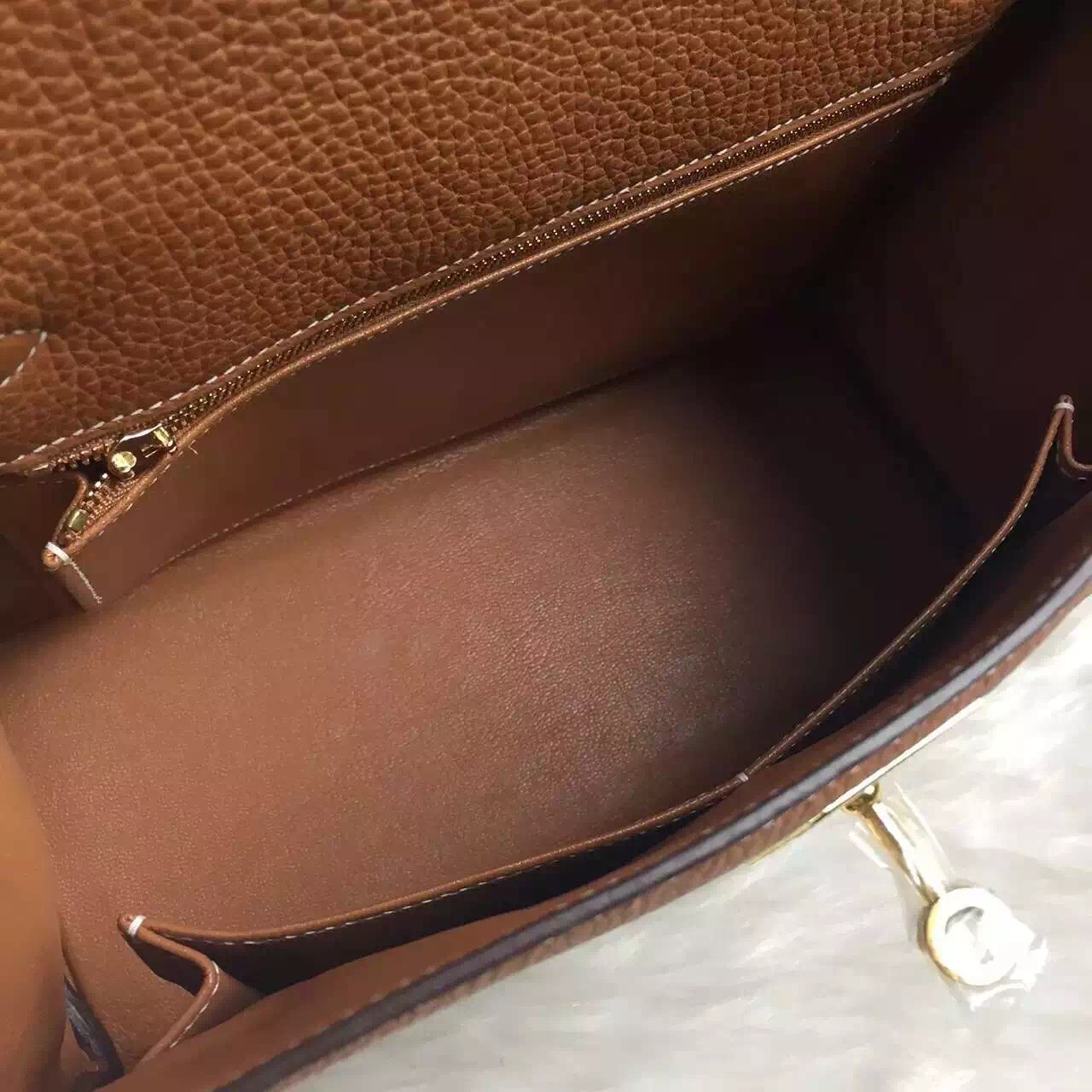 On Sale Hermes CK37 Gold Kelly28 Togo Calfskin Leather Tote Bag