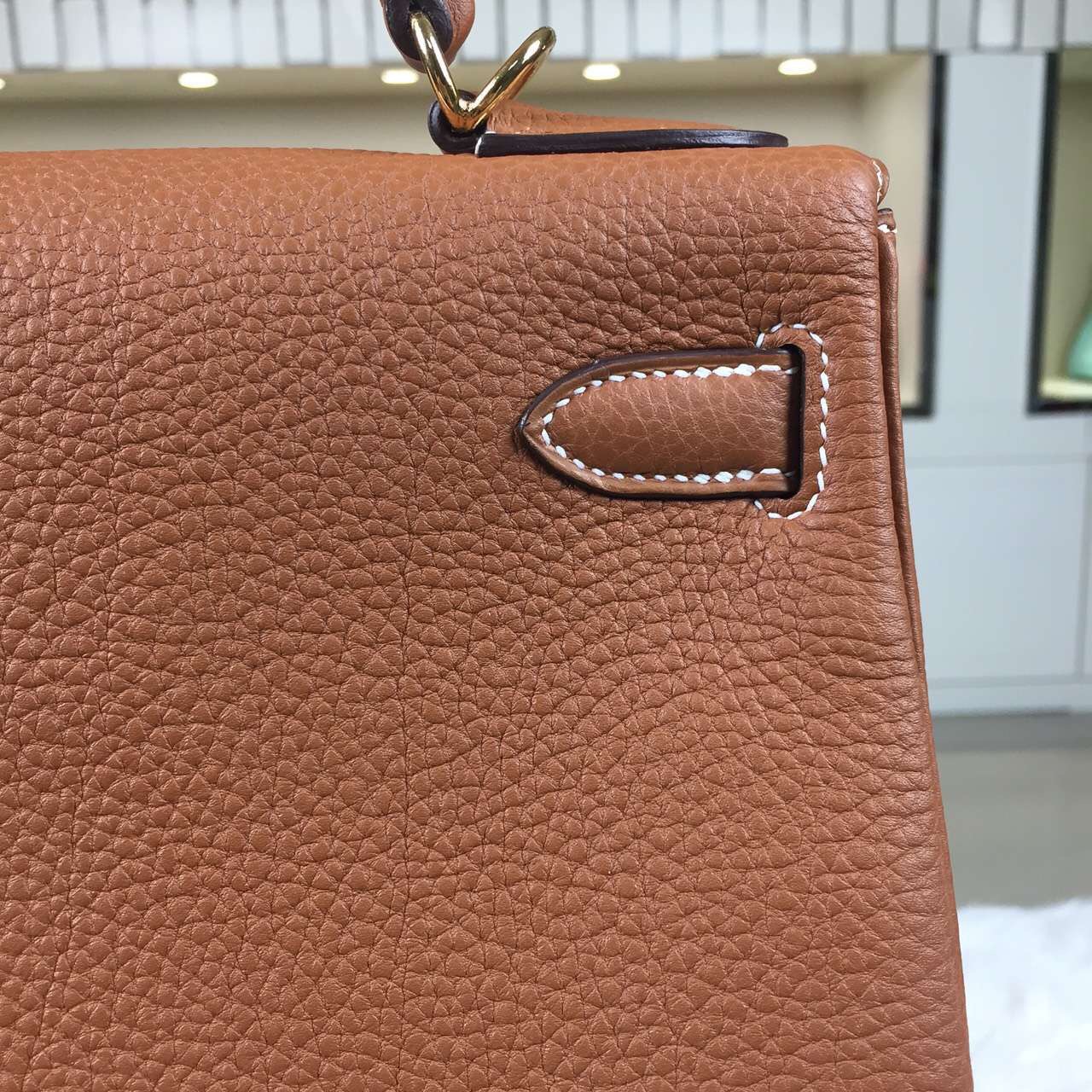 On Sale Hermes CK37 Gold Kelly28 Togo Calfskin Leather Tote Bag