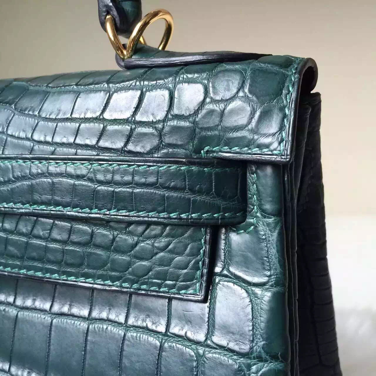 Cheap Hermes 1T Vert Tipien Crocodile Matt Leather Kelly 28cm
