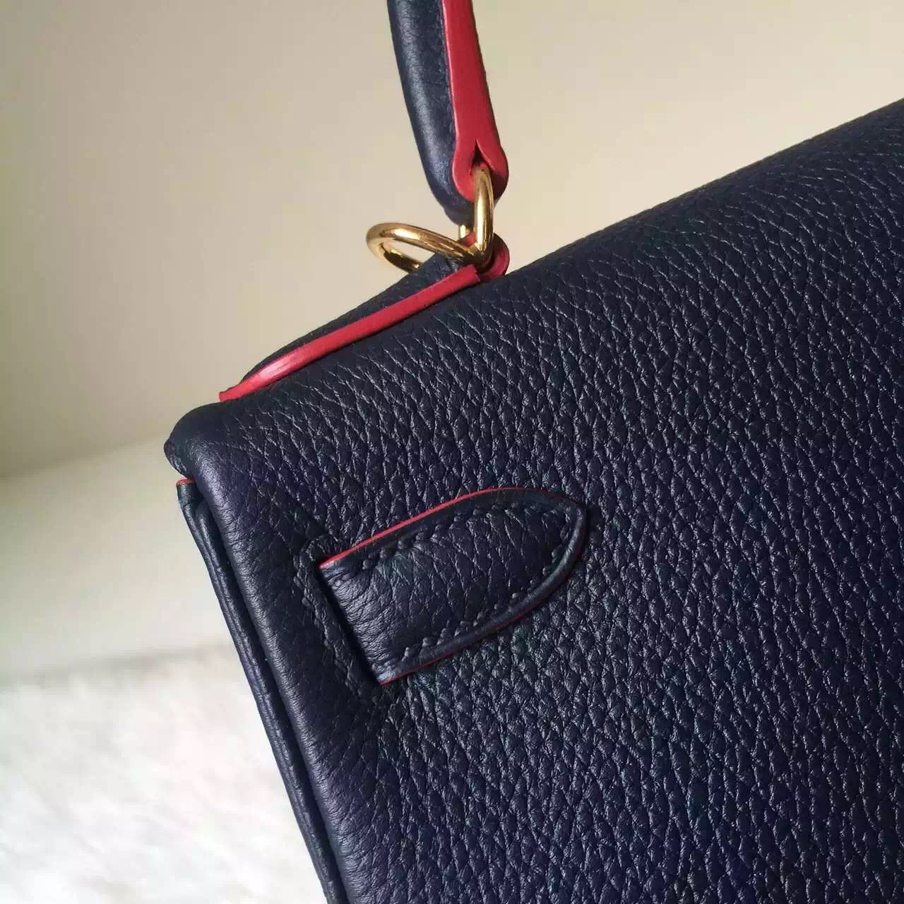 Hermes Bag Website Togo Leather Retourne Kelly Bag 28CM in 7K Blue Saphir