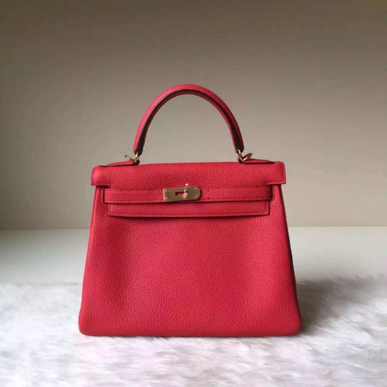 Hermes Kelly 28cm Q5 Rouge Casaque Togo Leather Handbag