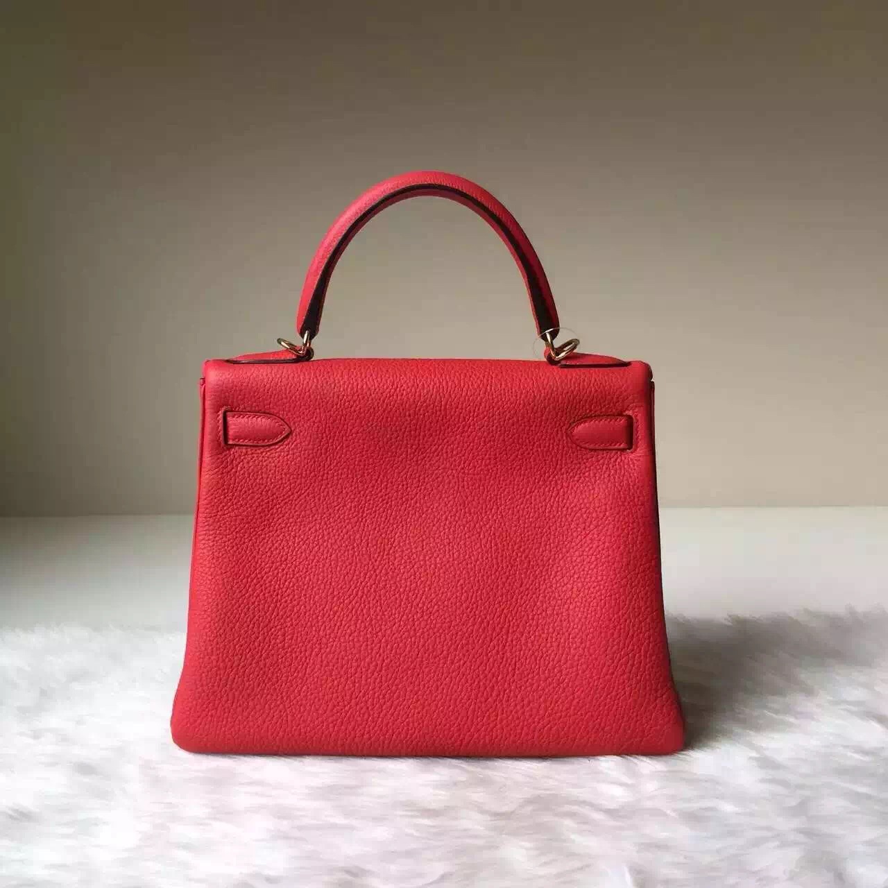 Wholesale Hermes Kelly28cm Q5 Rouge Casaque Togo Leather Handbag