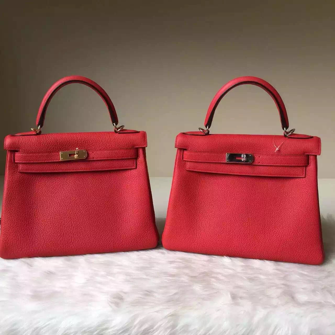 Wholesale Hermes Kelly28cm Q5 Rouge Casaque Togo Leather Handbag