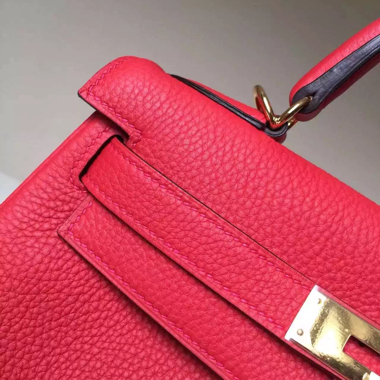 Wholesale Hermes Kelly28cm Q5 Rouge Casaque Togo Leather Handbag