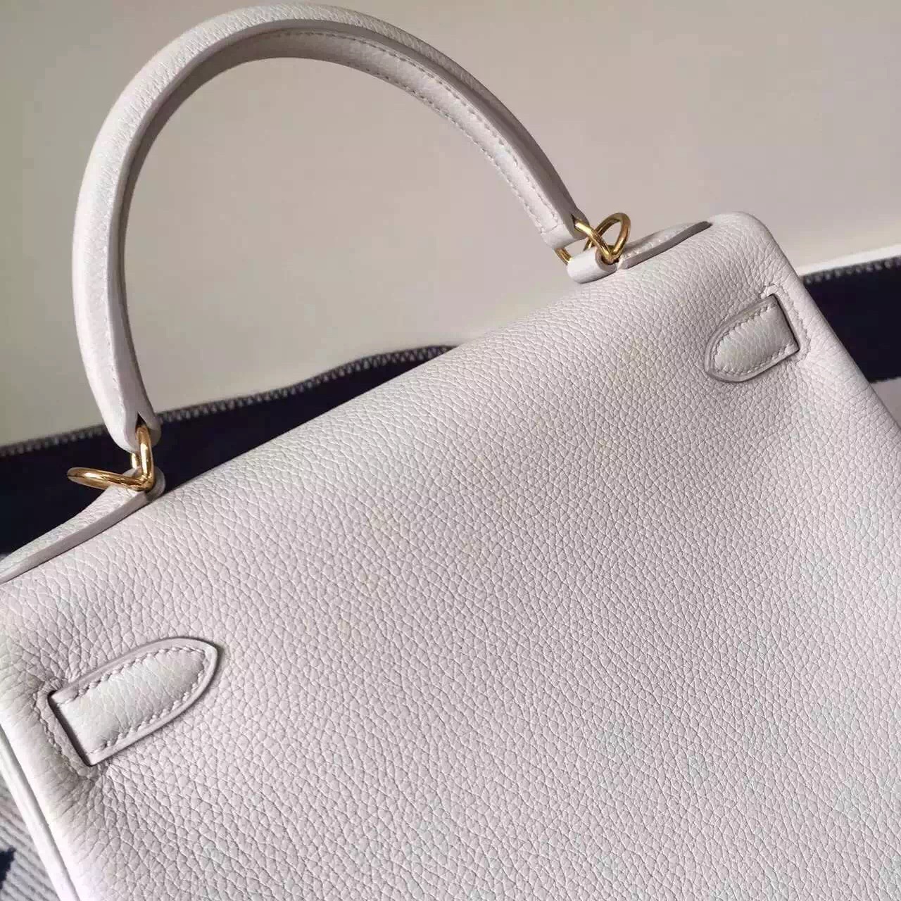 Wholesale Hermes CK80 Pearl Grey Togo Calfskin Leather Kelly Bag 28cm