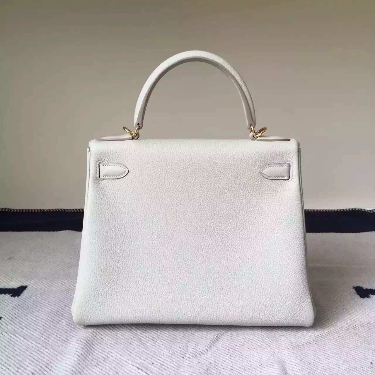 Wholesale Hermes CK80 Pearl Grey Togo Calfskin Leather Kelly Bag 28cm