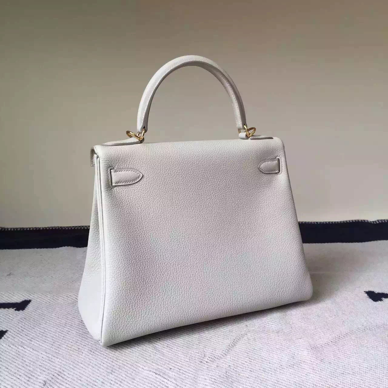 Wholesale Hermes CK80 Pearl Grey Togo Calfskin Leather Kelly Bag 28cm