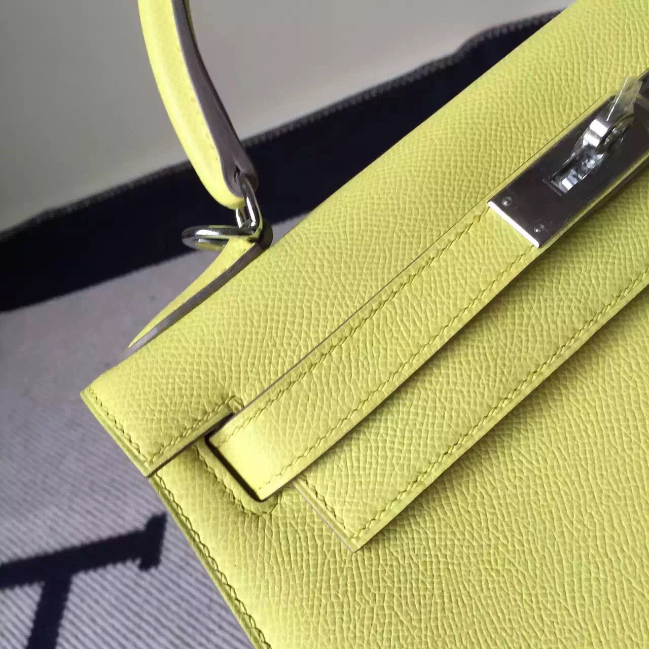 Sale Hermes Bag Epsom Leather Kelly Bag 28cm in Yellow