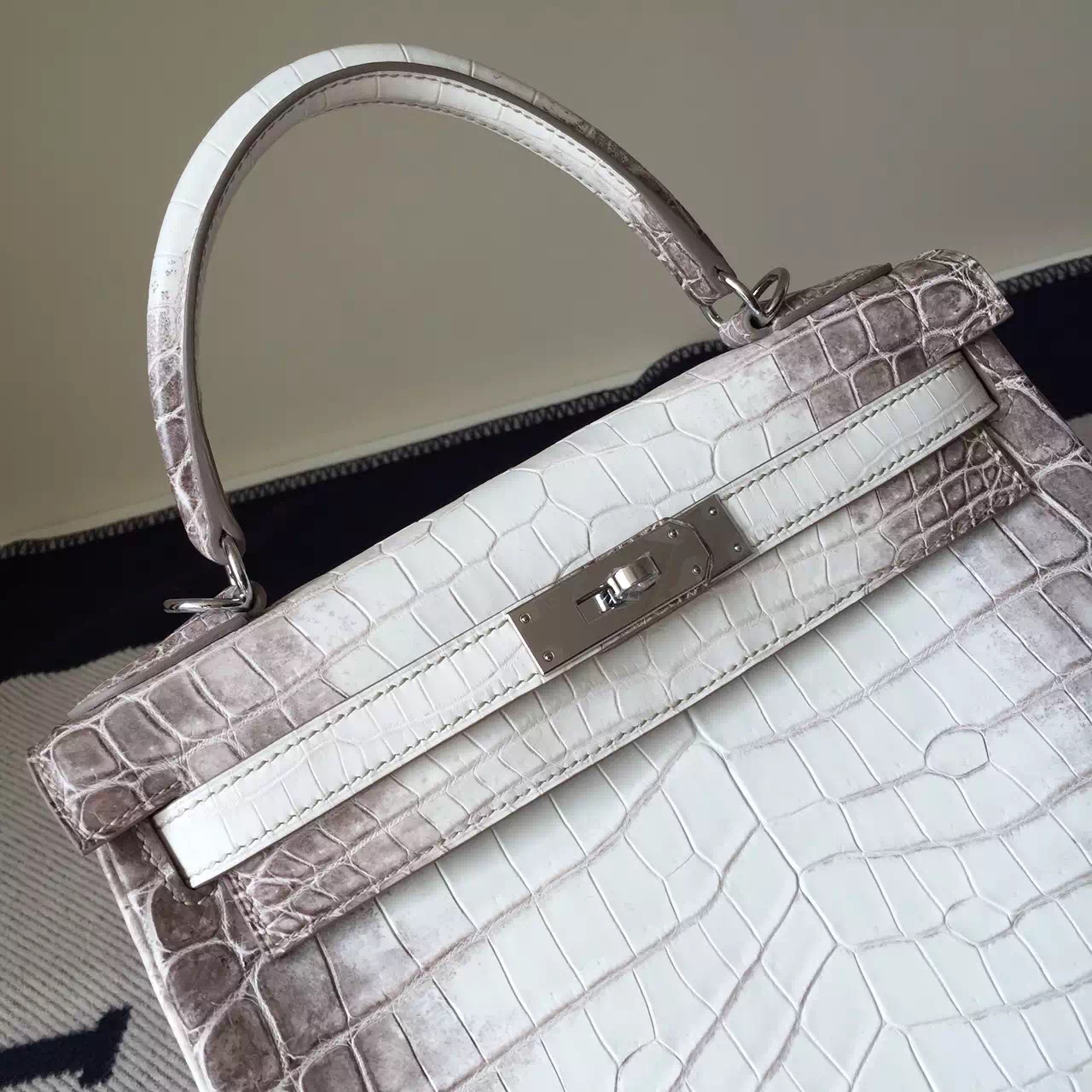 Discount Hermes Himalaya Crocodile Leather Retourne Kelly Bag28cm