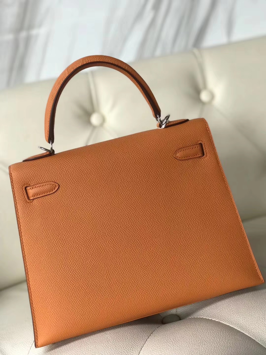 Fashion Hermes Epsom Calf Kelly25CM Bag Autumn New Color Light Orange