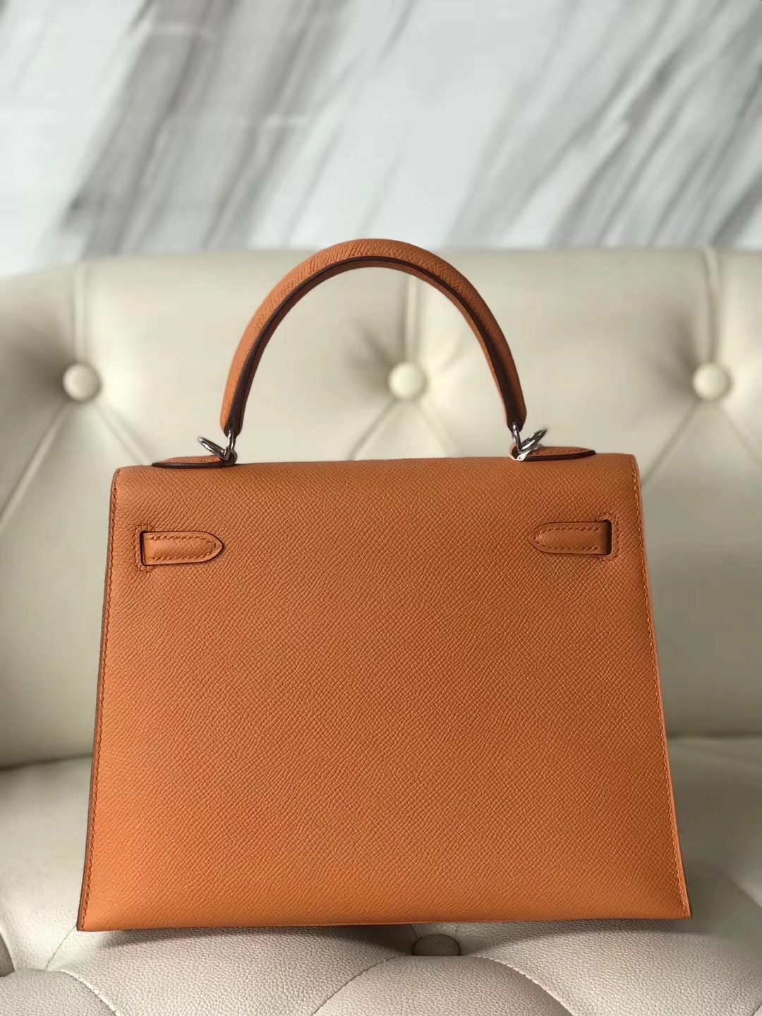 Fashion Hermes Epsom Calf Kelly25CM Bag Autumn New Color Light Orange