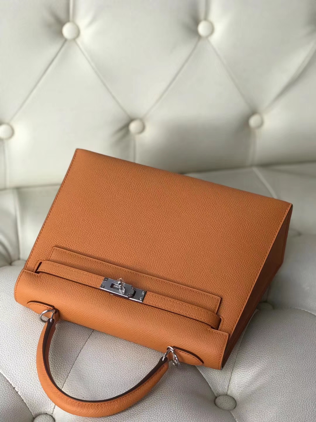 Fashion Hermes Epsom Calf Kelly25CM Bag Autumn New Color Light Orange