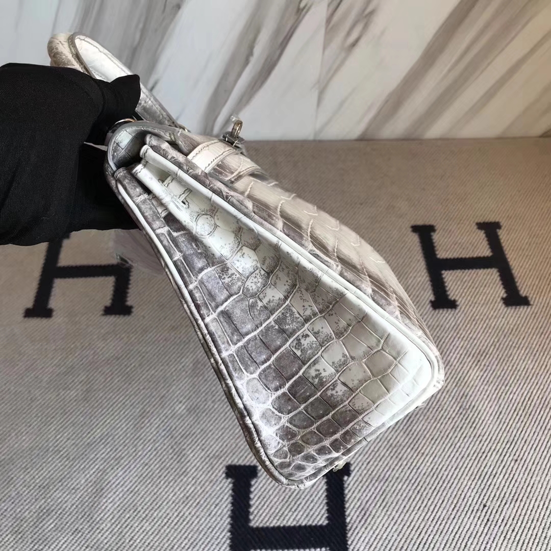 Elegant Hermes Himalaya Color Crocodile Leather Kelly25CM Bag Silver Hardware