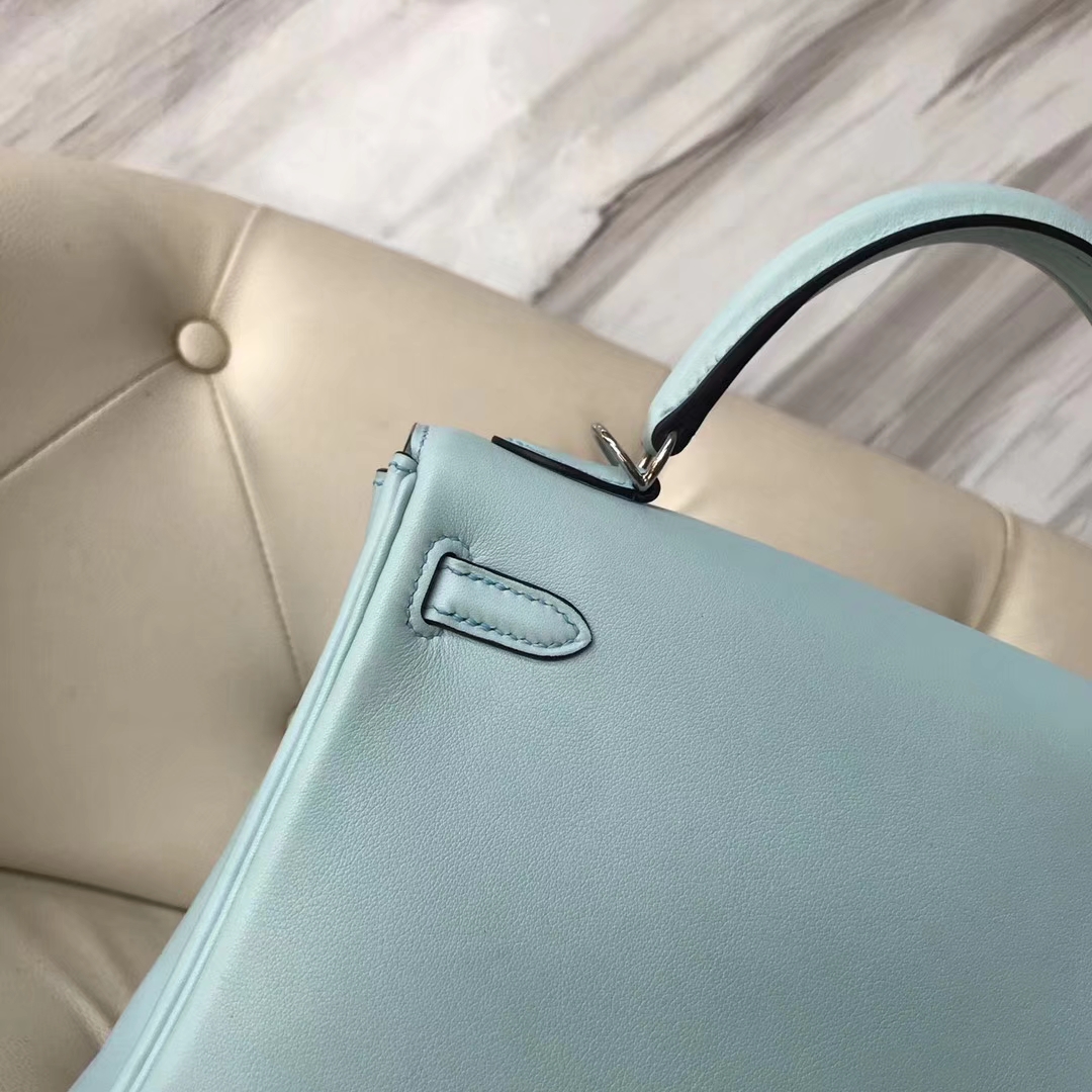 Discount Hermes U2 Blue Zephyr Swift Calf Retourne Kelly25CM Bag Silver Hardware