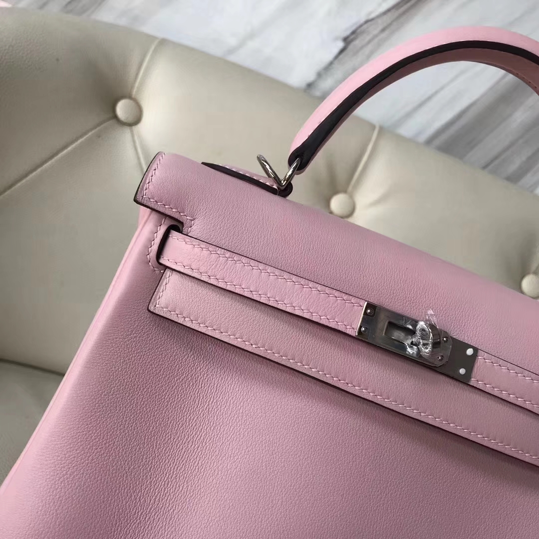 Elegant Hermes Swift Calf Retourne Kelly25CM Bag in 3Q Rose Barbie Silver Hardware