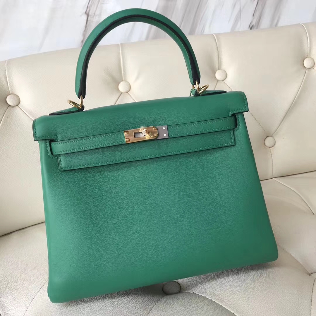 New Arrival Hermes U4 Vert Verigo Swift Calf Kelly25CM Bag Gold Hardware