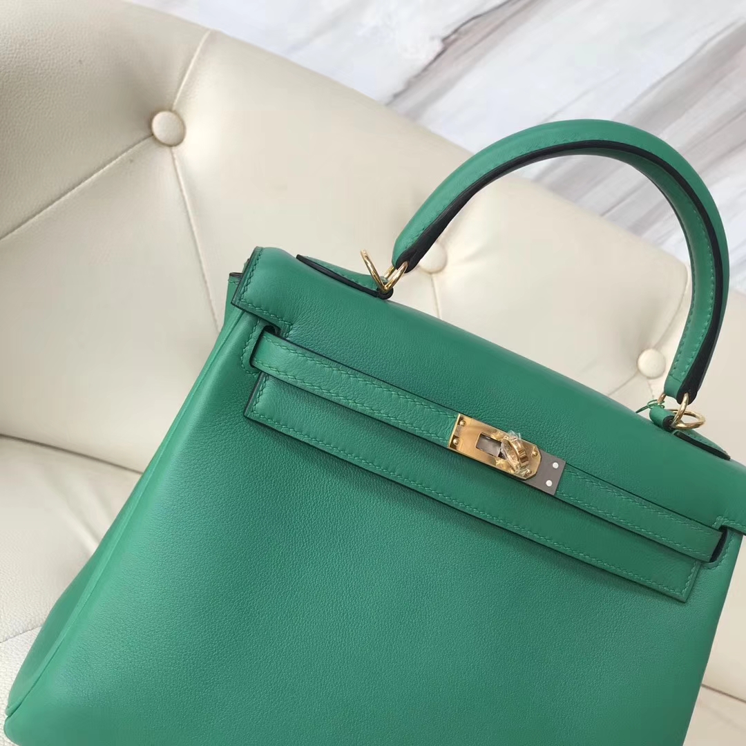 New Arrival Hermes U4 Vert Verigo Swift Calf Kelly25CM Bag Gold Hardware