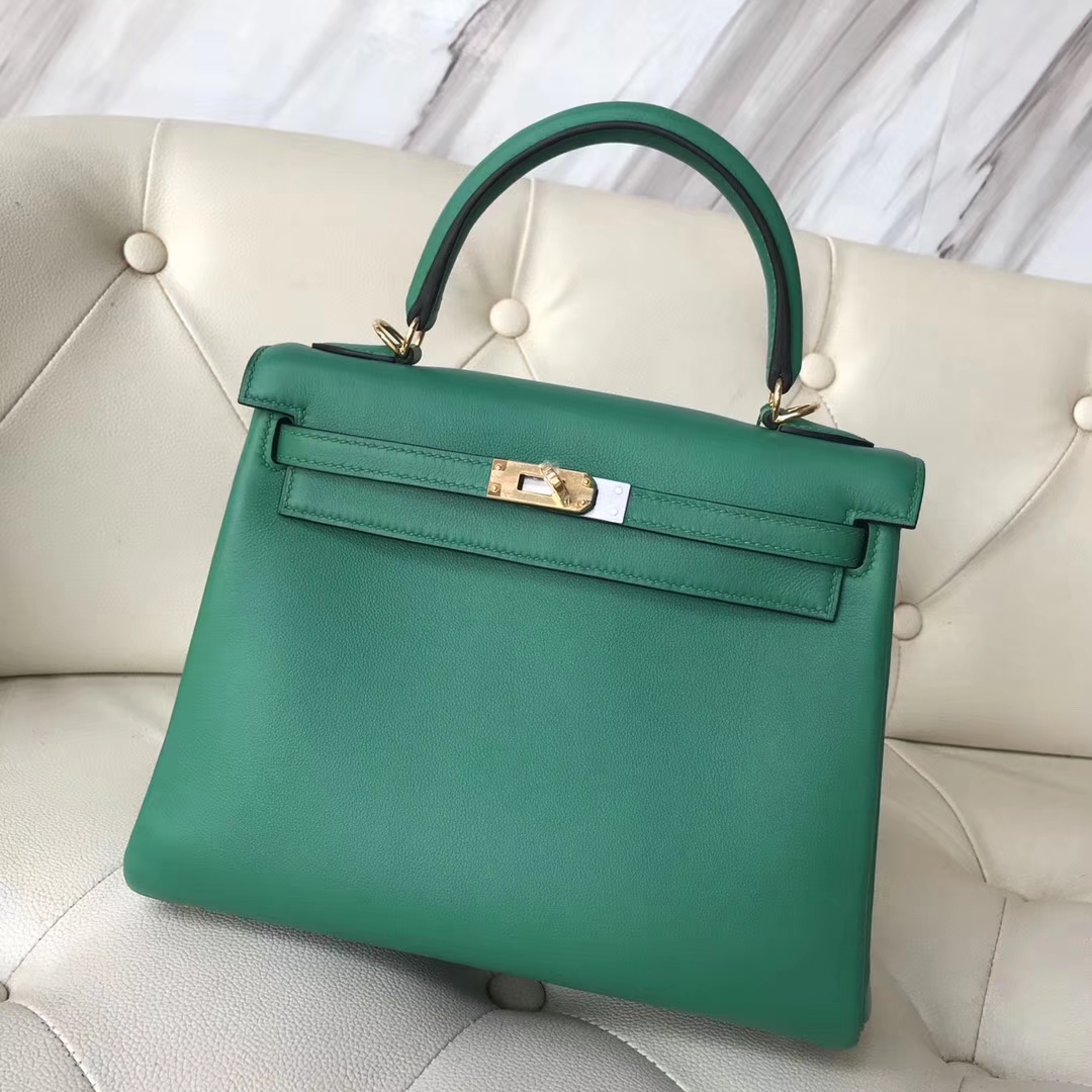 New Arrival Hermes U4 Vert Verigo Swift Calf Kelly25CM Bag Gold Hardware