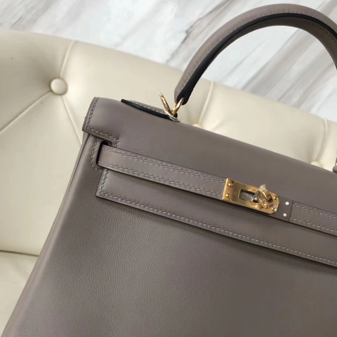 Discount Hermes Swift Calf Kelly25CM Bag in M8 Gris Ashpite Gold Hardware