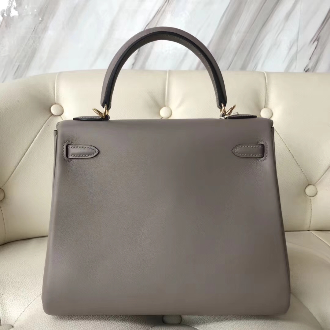 Discount Hermes Swift Calf Kelly25CM Bag in M8 Gris Ashpite Gold Hardware