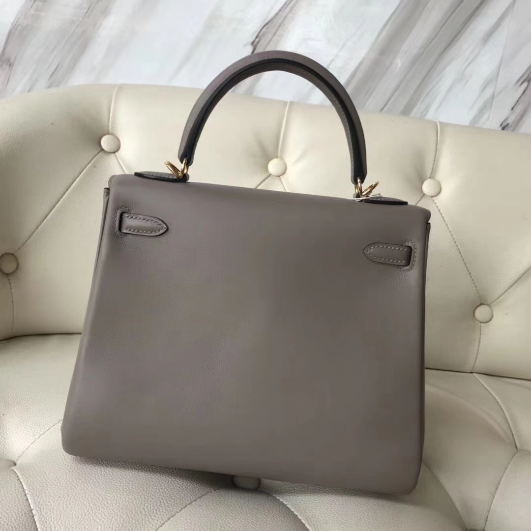 Discount Hermes Swift Calf Kelly25CM Bag in M8 Gris Ashpite Gold Hardware
