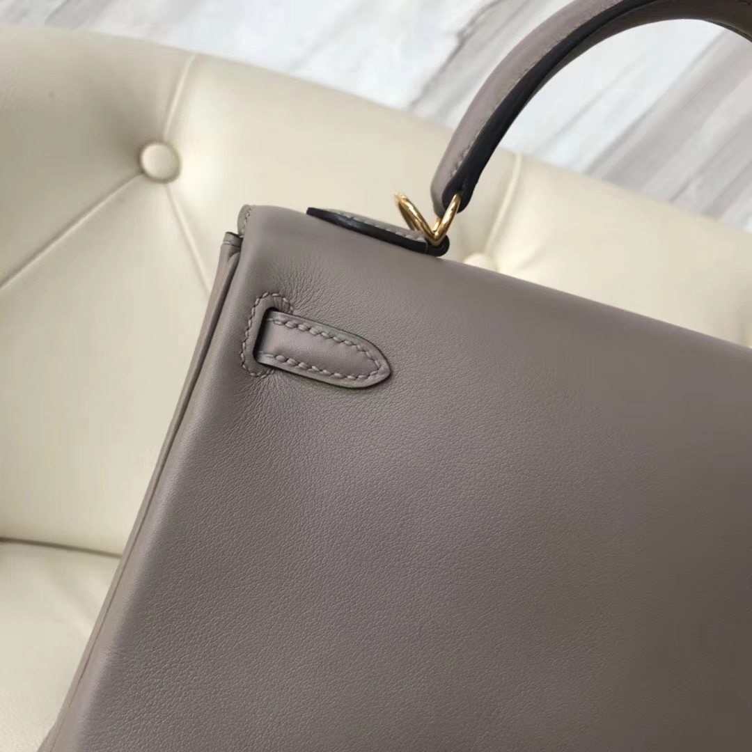 Discount Hermes Swift Calf Kelly25CM Bag in M8 Gris Ashpite Gold Hardware