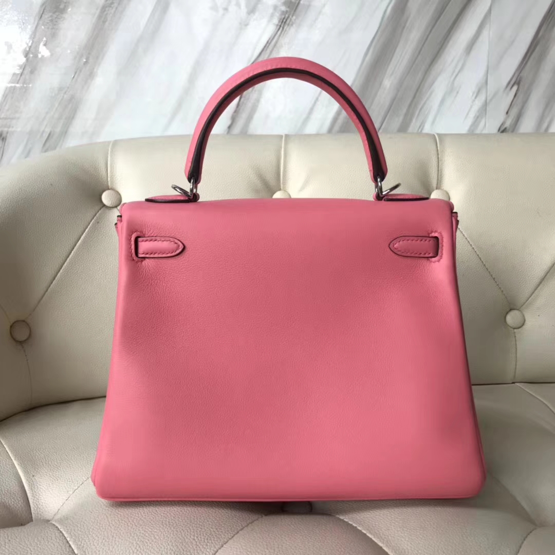 New Arrival Hermes Swift Calf Retourne Kelly Bag25CM in 8W Rose Azalee Silver Hardware