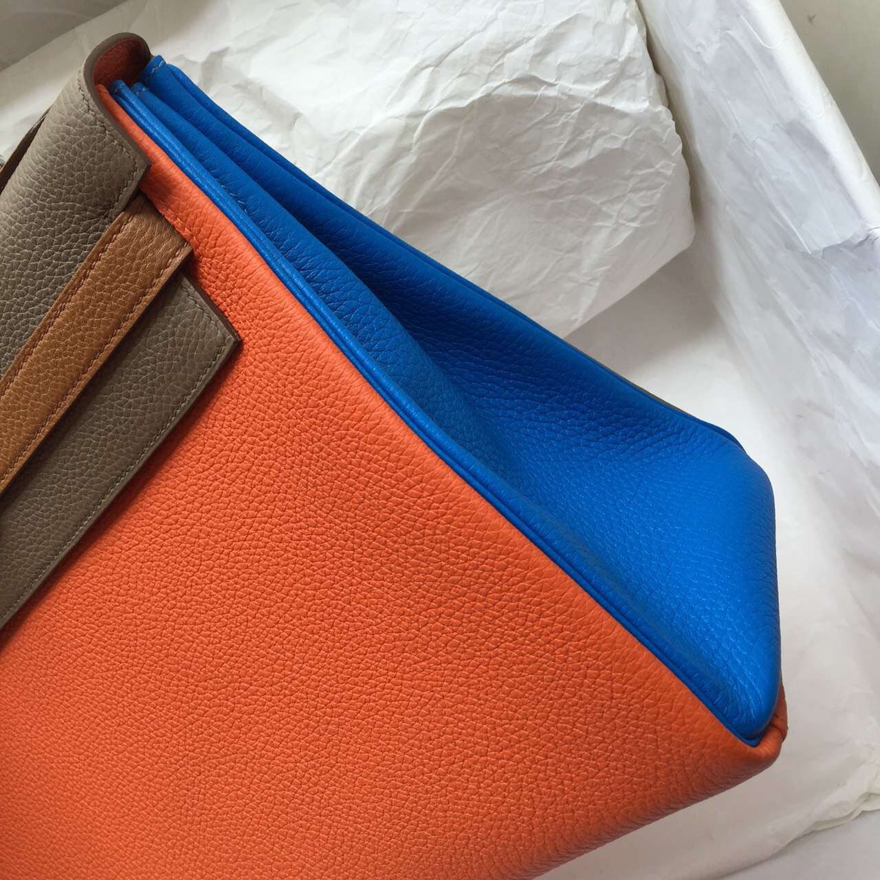 Sale Hermes Color-blocking Togo Leather Kelly Bag 32CM Elegant Women&#8217;s Handbag