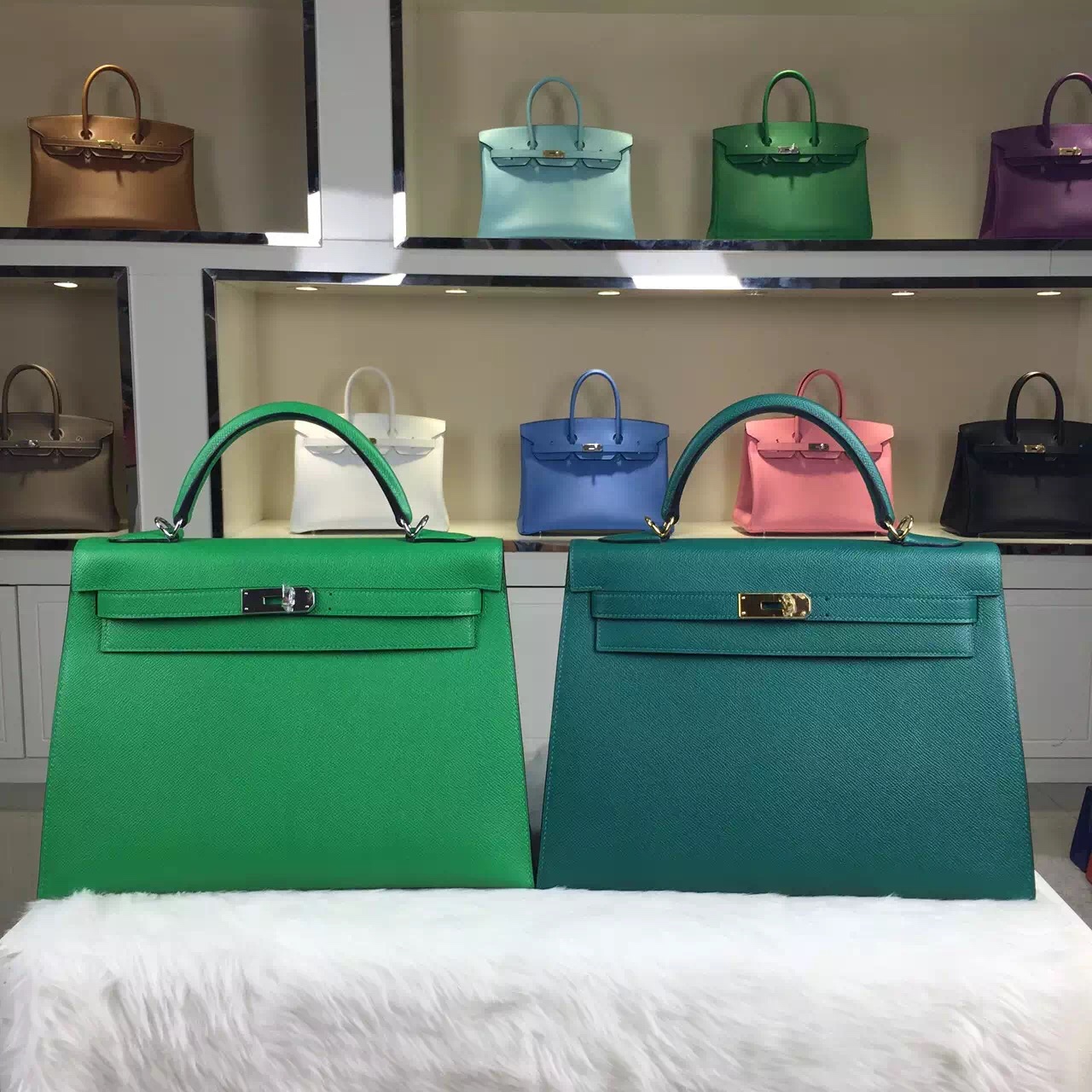Discount Hermes Sellier Kelly Bag 32CM Multi-color Epsom Leather Tote Bag