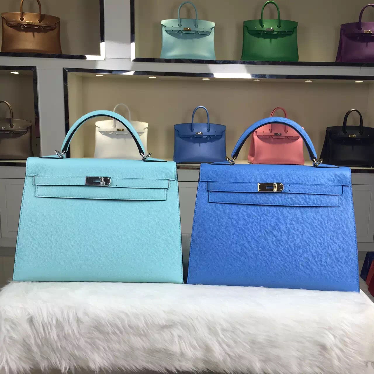 Discount Hermes Sellier Kelly Bag 32CM Multi-color Epsom Leather Tote Bag