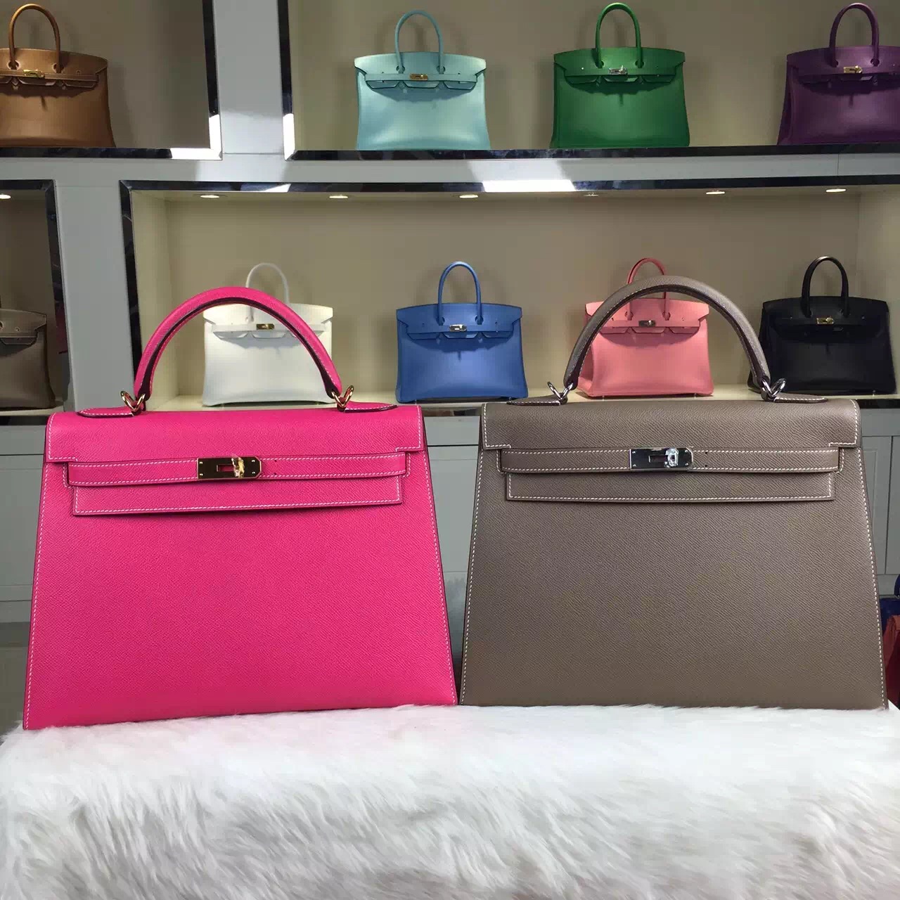 Discount Hermes Sellier Kelly Bag 32CM Multi-color Epsom Leather Tote Bag