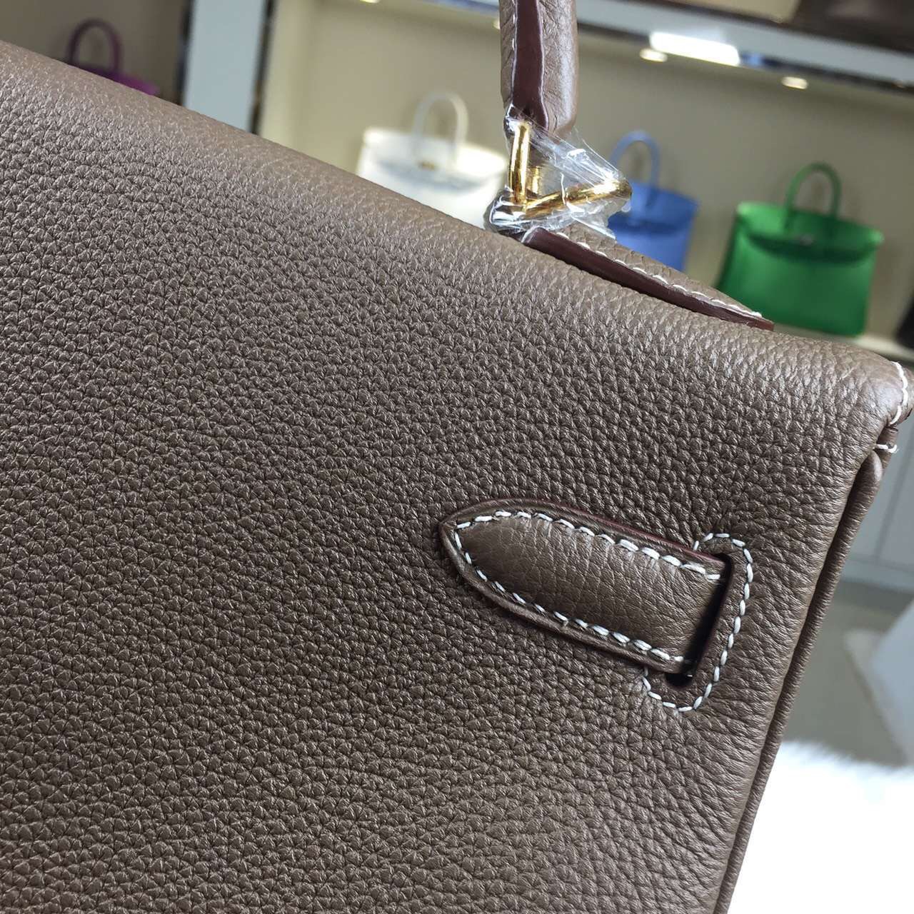 Discount Hermes C81 Etoupe Grey Togo Leather Kelly Bag 32CM Elegant Women&#8217;s Handbag