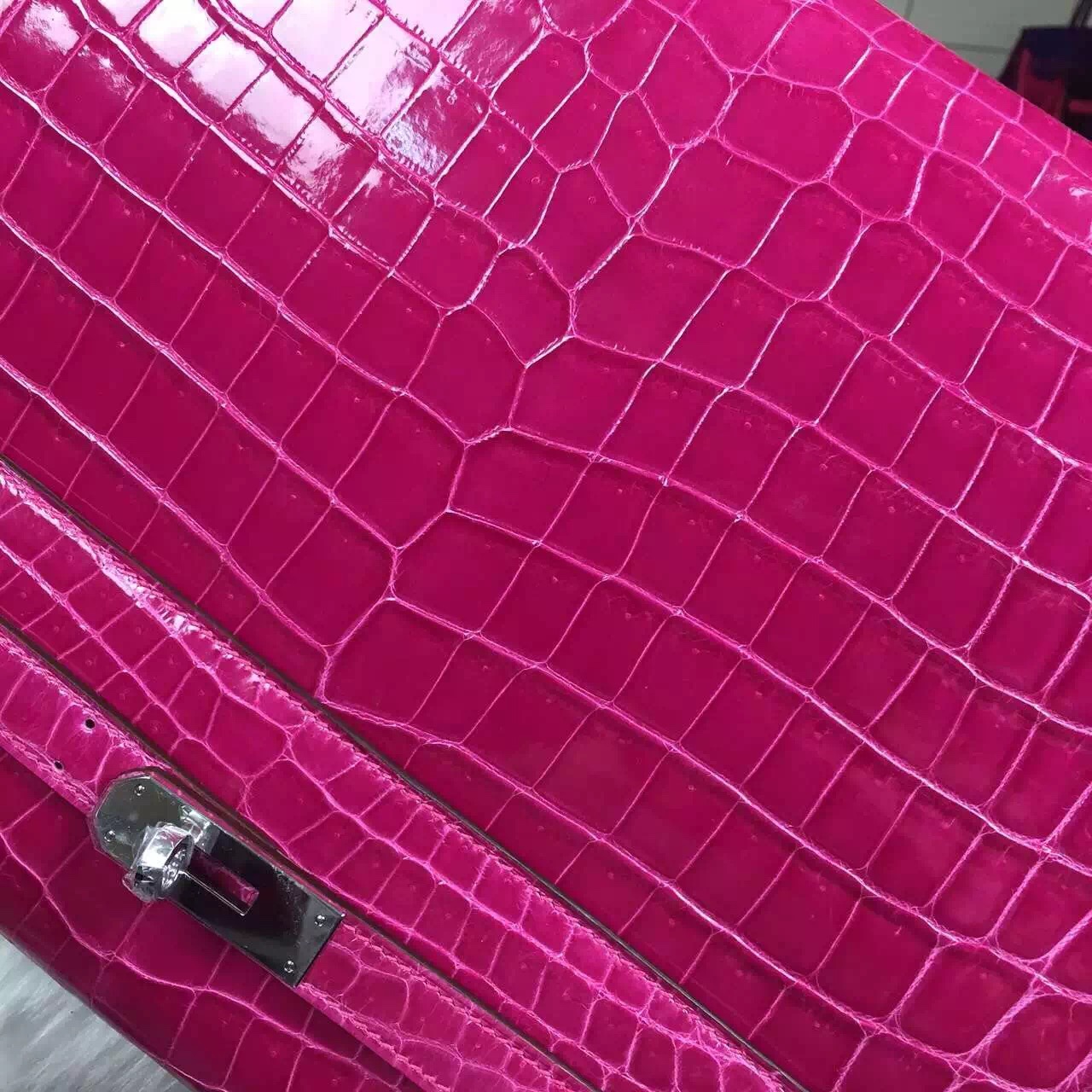 Luxury Hermes J5 Rose Scheherazade HCP Crocodilie Leather Kelly Bag 32CM
