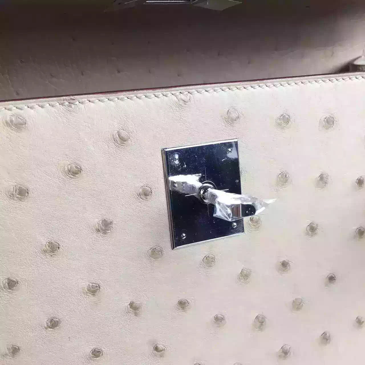 New Fashion Women&#8217;s Handbag Hermes Ostrich Leather Kelly32CM in Apricot Silver Hardware