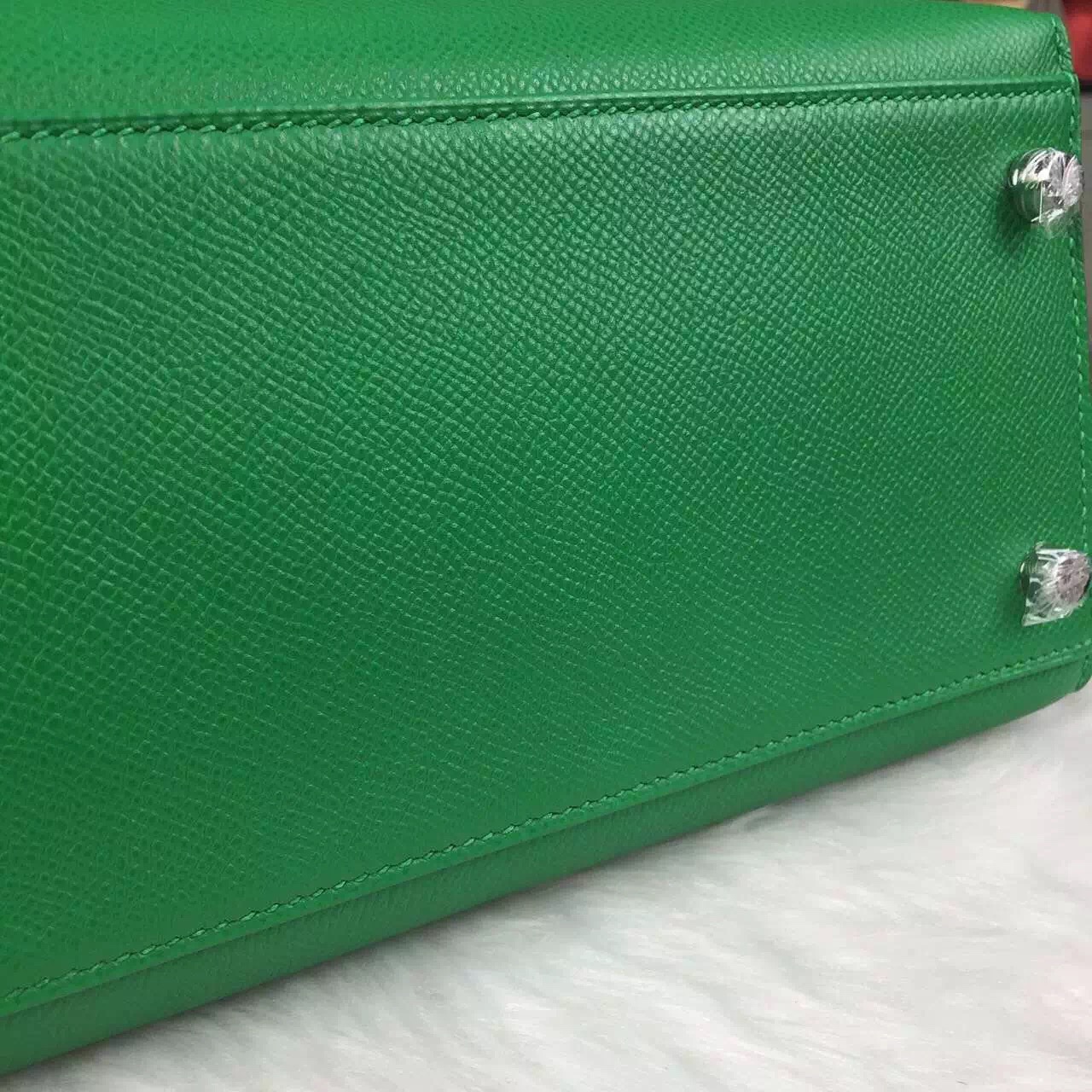 Hot Sale Hermes 1K Bamboo Green Epsom Calfskin Leather Kelly Bag32CM