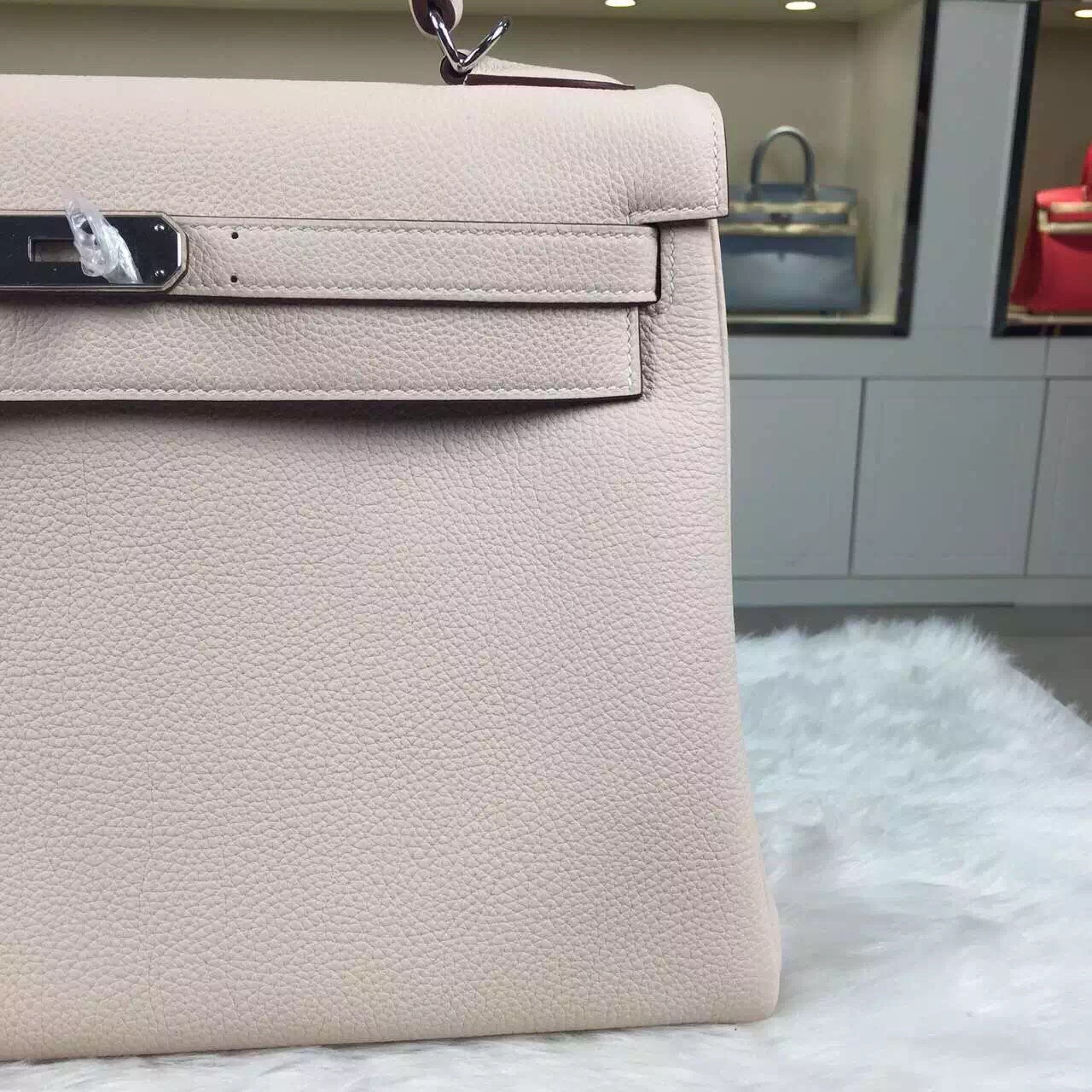 Discount Hermes Kelly Bag32CM 3C Wool White Togo Leather