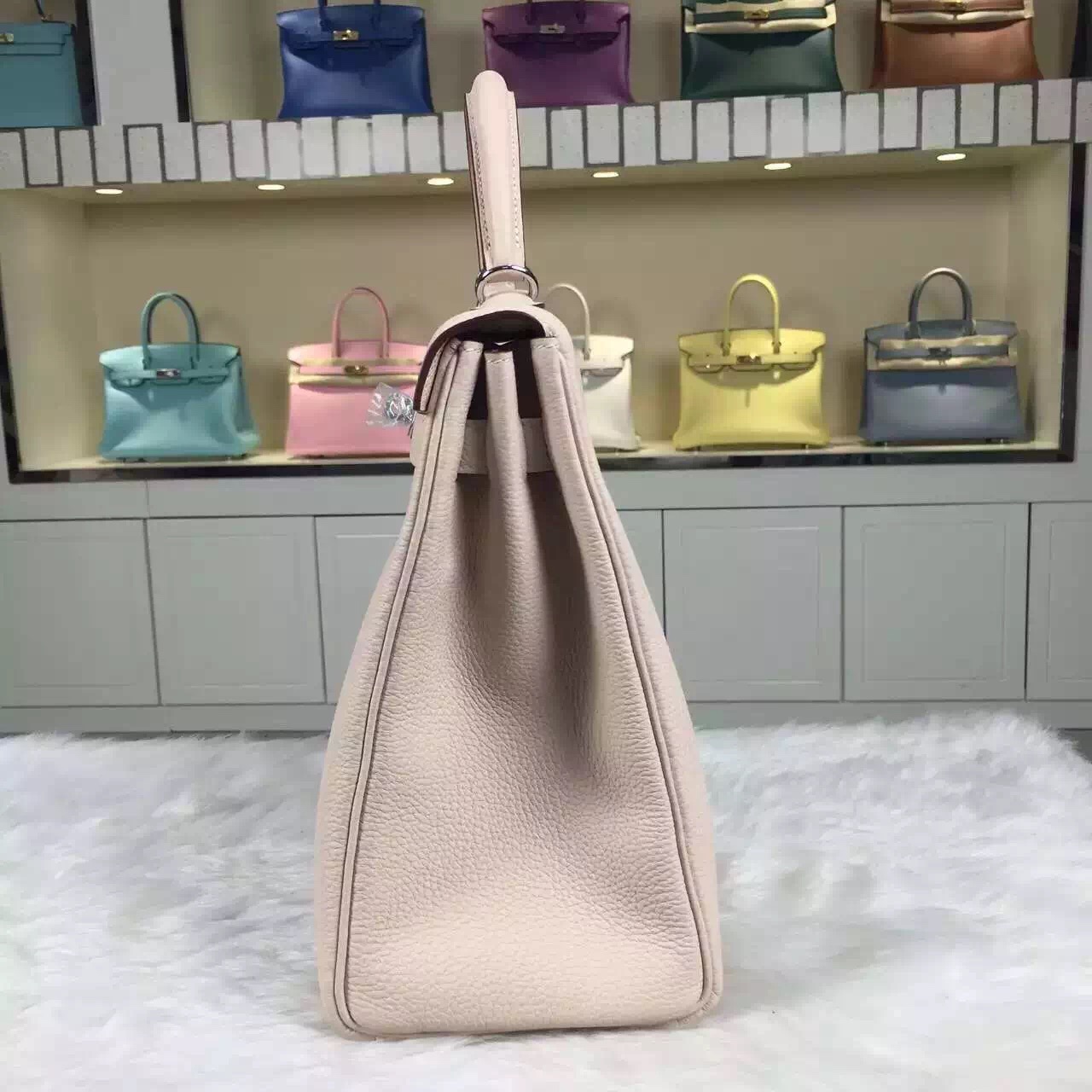 Discount Hermes Kelly Bag32CM 3C Wool White Togo Leather