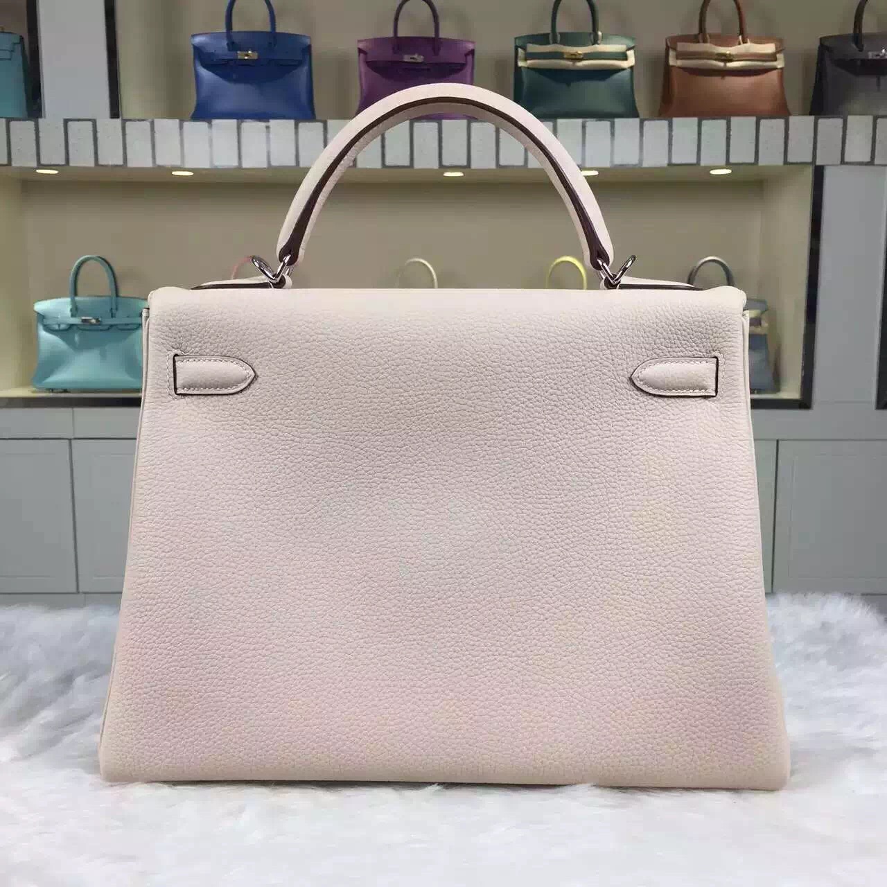Discount Hermes Kelly Bag32CM 3C Wool White Togo Leather