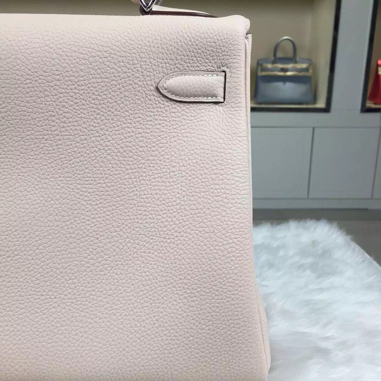 Discount Hermes Kelly Bag32CM 3C Wool White Togo Leather