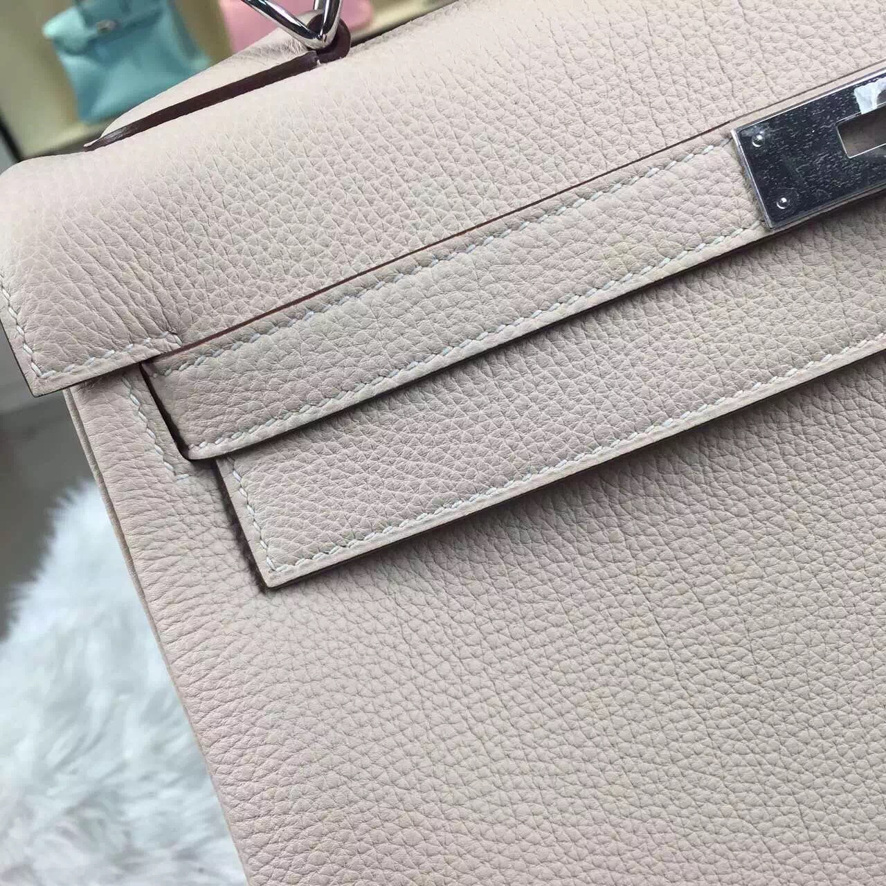 Discount Hermes Kelly Bag32CM 3C Wool White Togo Leather