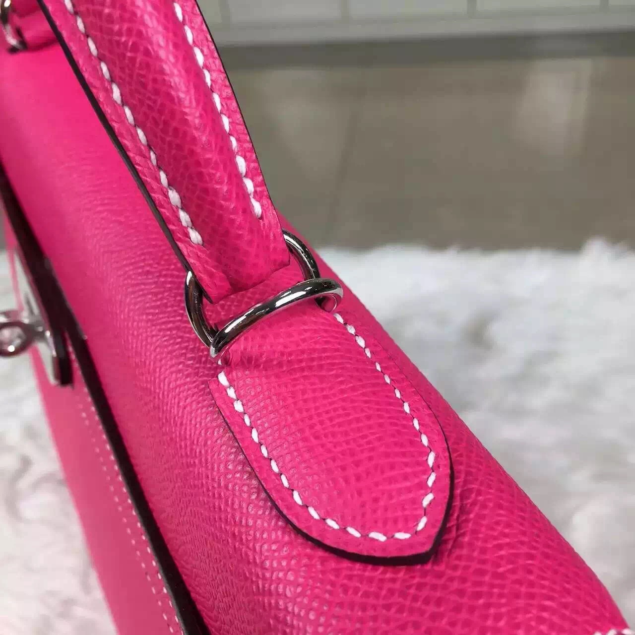 Hand Stitching Hermes E5 Rose Tyrien Epsom Calfskin Leather Kelly32
