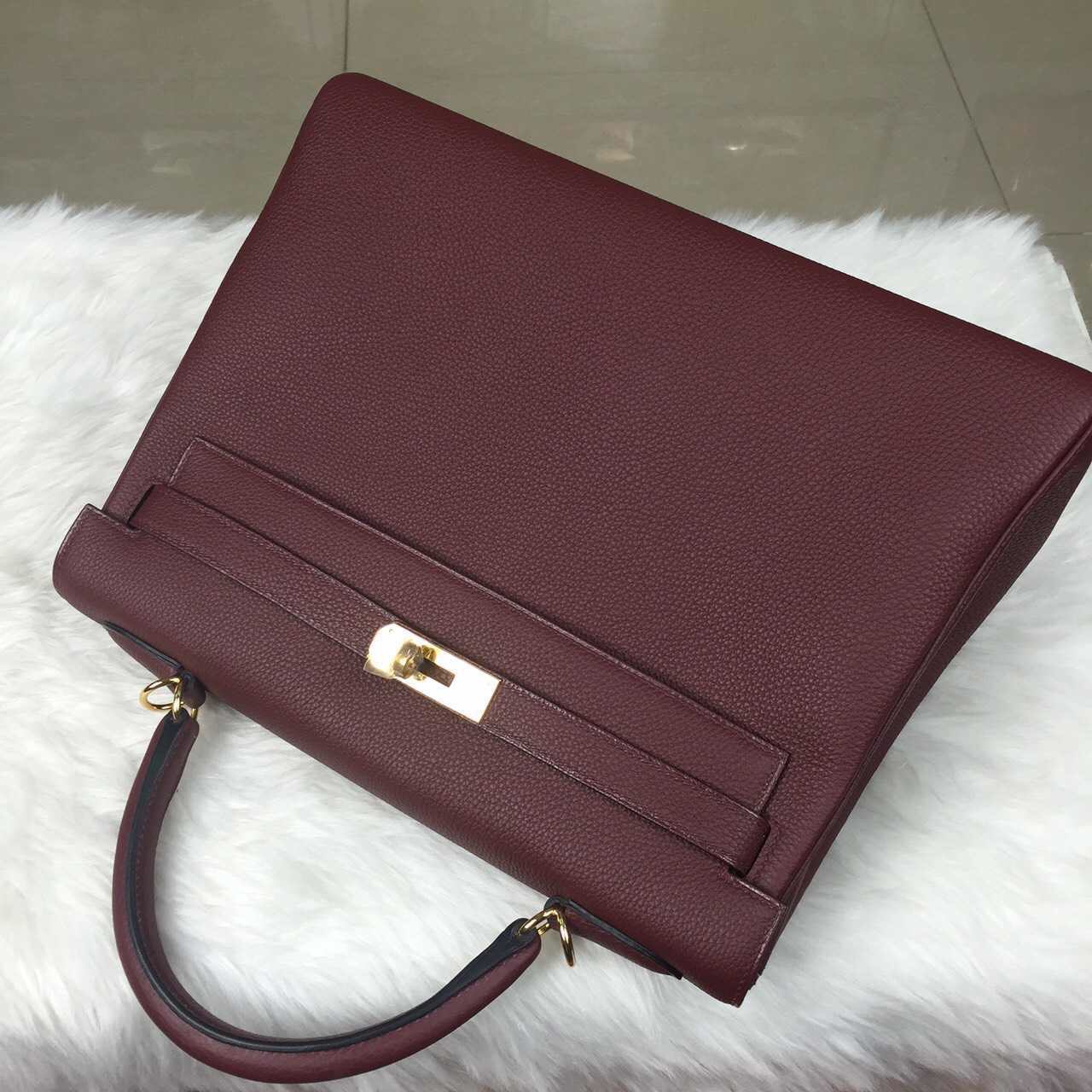 Wholesale Hermes CK55 Hermes Red Togo Leahter Retourne Kelly32cm