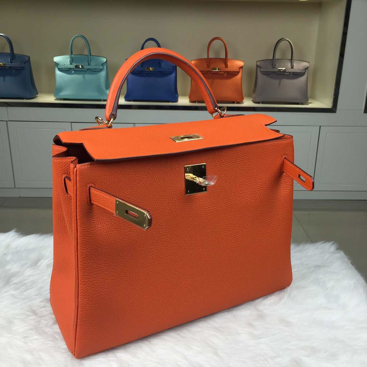 Luxury Women&#8217;s Bag Hermes Kelly32 Togo Leather in Orange
