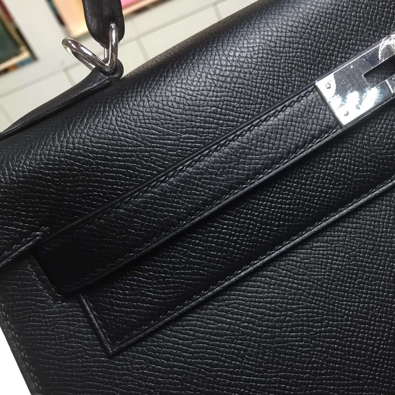 Online Store Hermes CK89 Black Epsom Leather Kelly Bag32cm Sellier
