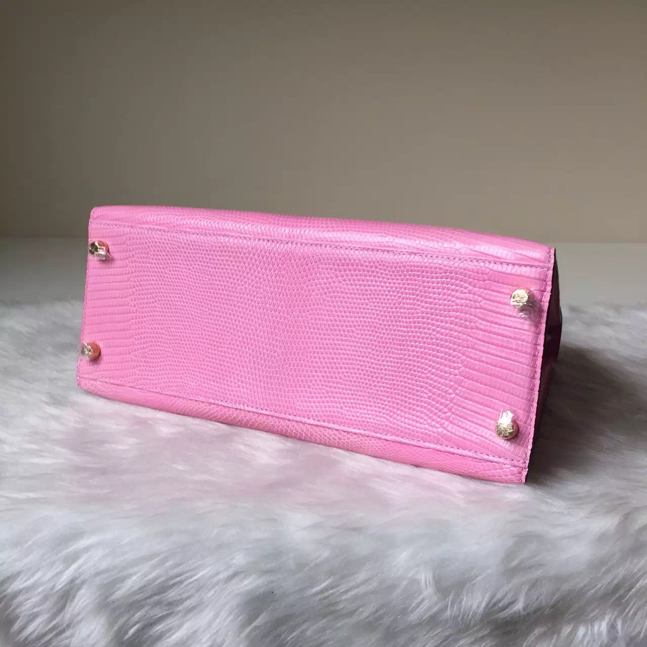 New Pretty Hermes 5P Pink Lizard Leather Kelly Bag 28cm