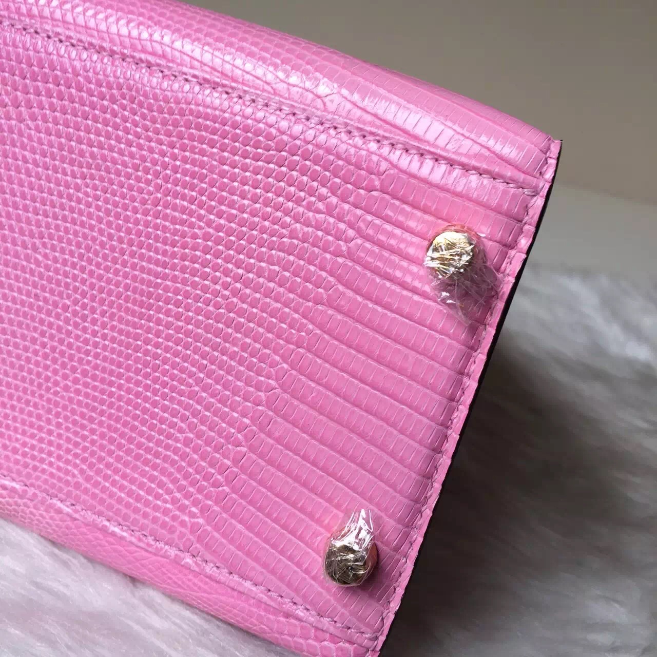 New Pretty Hermes 5P Pink Lizard Leather Kelly Bag 28cm