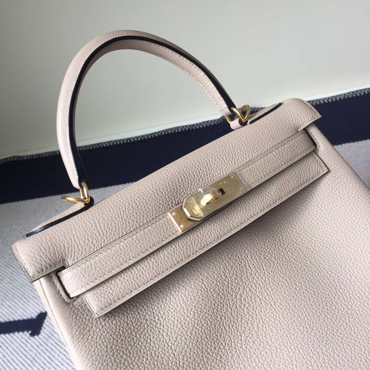 Cheap Hermes Gris Tourterelle Togo Leather Kelly Bag28cm Women&#8217;s Bag