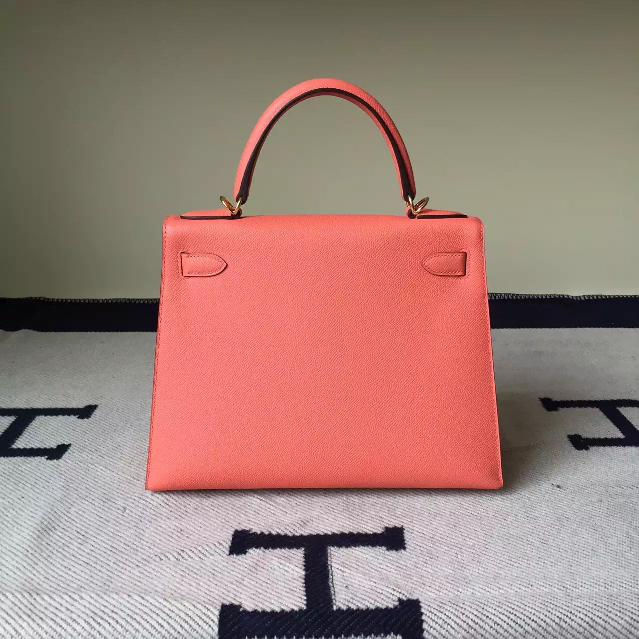 Discount Hermes I5 Flamingo Epsom Leather Sellier Kelly Bag 28cm