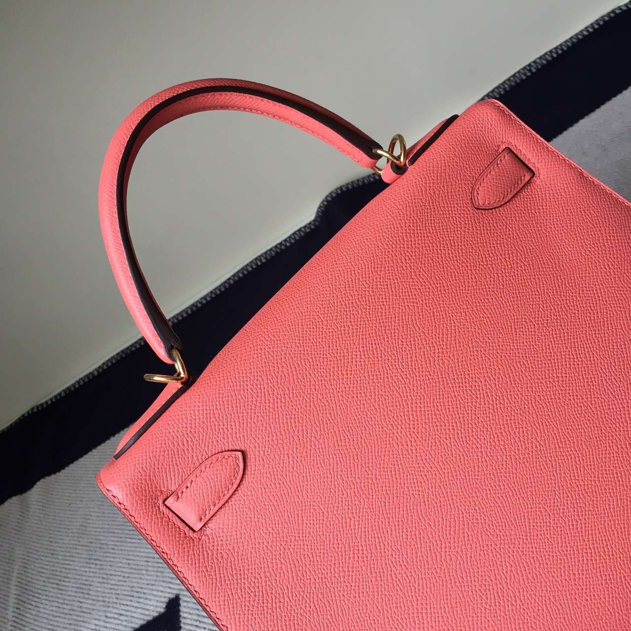 Discount Hermes I5 Flamingo Epsom Leather Sellier Kelly Bag 28cm
